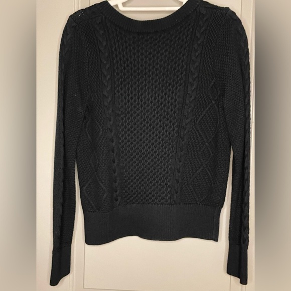 Banana Republic Pullover V-Neck Cable Waffle Knit Sweater in Black - Picture 2 of 7